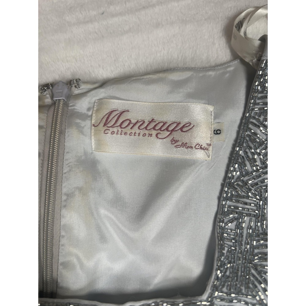Montage Collection Dress Set Womens 10 Silver Beaded Jacket Formal Evening Gown‎ - Picture 5 of 16